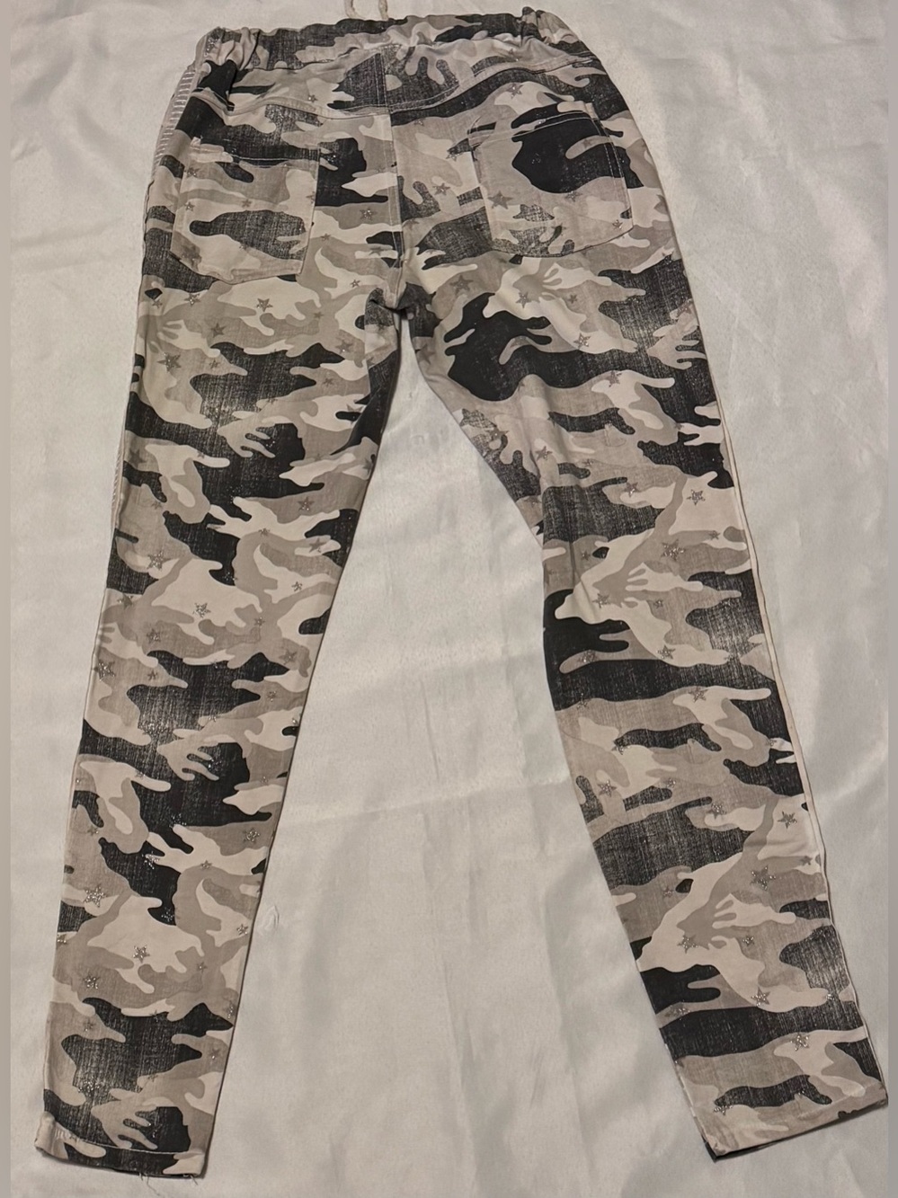 Venti 6 Camo Distressed Glitter Stat Side Stripe Drawstring Pants